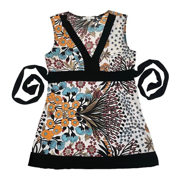 Y2k Moa Moa Babydoll Cottagecore Floral Print Vneck Sleeveless Blouse Medium - Picture 1 of 5